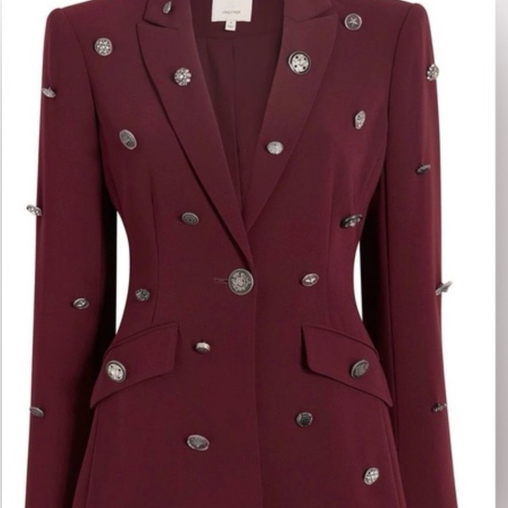 Cinq à Sept Burgundy Embellished Blazer